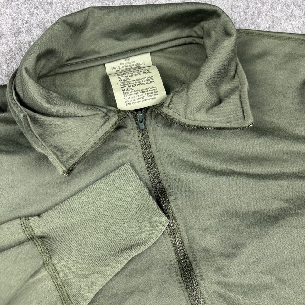 US Military Shirt Large 1/4 Zip ECWCS Gen III Fleece Sleep Green Polyester